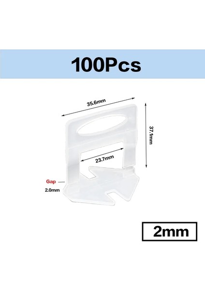 100PCS 2.0mm Klipler Tarzı El Aleti Pense Tek Kullanımlık Plastik Klipler Taban Takozları Duvar Döşeme Fayans Tesviye Sistemi Fayans Ara Parça Bulucu Kurulum Aracı (Yurt Dışından)