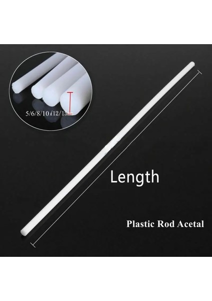 Beyaz Stil 6X300MM mm Asetal Çubuk Mühendislik Plastik Yuvarlak Çubuk Siyahbeyaz Uzunluk mm 1 Adet (Yurt Dışından)