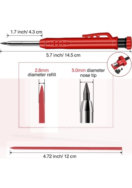 6 Adet Siyah Dolum Stili Katı Marangoz Kalem Seti Dolum Uçları ile Dahili Kalemtıraş Derin Delik Mekanik Kurşun Kalem Işaretleyici Ağaç Işleme Inşaat Aracı (Yurt Dışından) modelleri