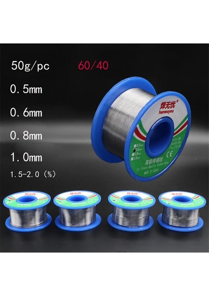 1,0 mm Lehim Teli Rosin Çekirdek Kalay Lehim Teli Lehimleme Kaynak Akısı % Demir Tel Makarası 50G1.0MM (Yurt Dışından)