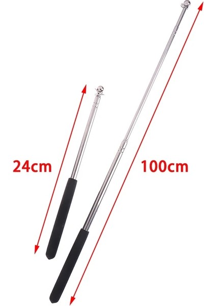 Profesyonel Dokunmatik 1 Metre Kafa Teleskopik Bayrak Direği Paslanmaz Çelik Teleskopik Öğretmen Pointer Siyah (Yurt Dışından)