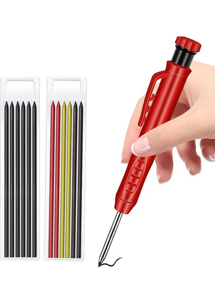 6 Adet Mix Doldurma Stili Katı Marangoz Kalem Seti Dolum Uçları ile Dahili Kalemtıraş Derin Delik Mekanik Kurşun Kalem Işaretleyici Ağaç Işleme Inşaat Aracı (Yurt Dışından) modelleri