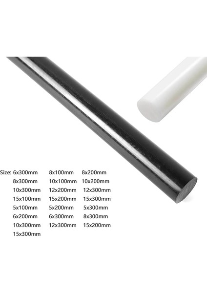 Siyah Stil 6X200MM 1 Adet Siyahbeyaz Asetal Çubuk Mühendislik Plastik Yuvarlak Çubuk Kütük Çapı 5mm Uzunluk mm (Yurt Dışından) fırsatları