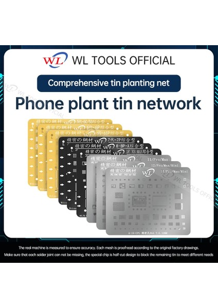 Ip 7 7p Stili Wl Nano Bga Reballing Stencil IPhone Pro Max Kalay Dikim Evrensel Siyah Çelik Hasır Ic Lehim Şablonu (Yurt Dışından) modelleri