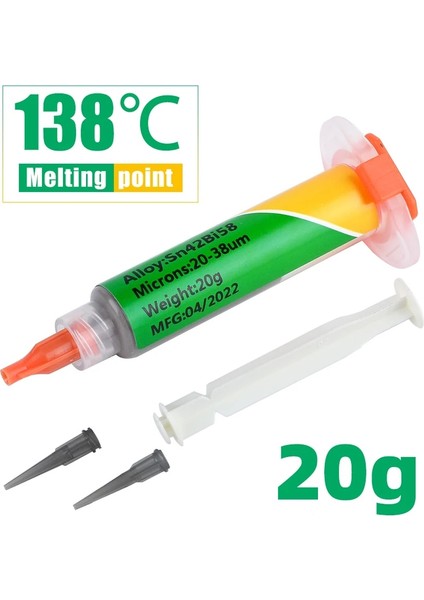 SN42BI58 20G Stili 1 Parça Iğne Tüplü Tip Kurşunsuz Düşük Sıcaklık Lehim Pastası SN42BI58 Erime Noktası 138 Yama Onarımı Düşük Sıcaklık Lehim Pastası (Yurt Dışından)