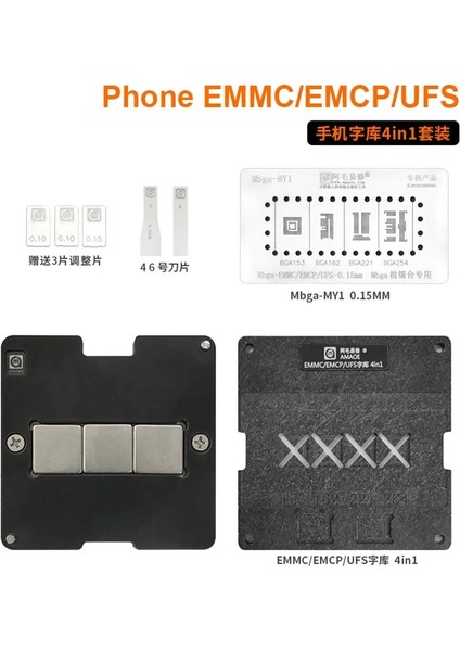 Tv Konumu Kiti Stili Amaoe 4 In 1 Emmc Emcp Ufs Reballing Jig Platformu BGA153 BGA162 BGA169 BGA186 BGA221 BGA254 Bga Reballing Stencil ile (Yurt Dışından) fiyatları