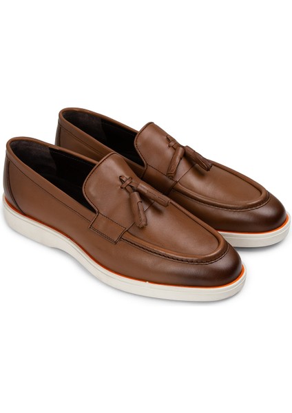Deri Taba Rengi Püsküllü Erkek Loafer - 01958MTBAC01 fiyatları