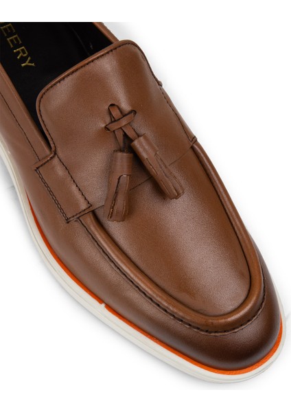 Deri Taba Rengi Püsküllü Erkek Loafer - 01958MTBAC01 indirimleri