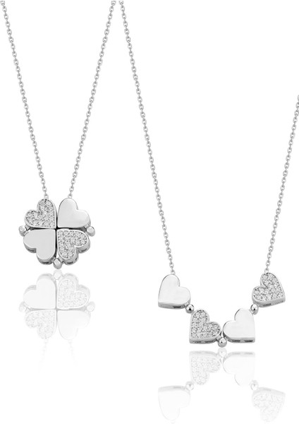 925 Ayar Gümüş Rodyumlu Zirkon Taşlı Mıknatıslı Açılır Kapanır Yonca Kolye. SGTL12356RODAJ modelleri