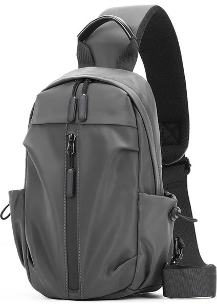 USB Şarj Portlu Erkekler Naylon Crossbody Çok Fonksiyonlu Açık Seyahat Su Geçirmez Sırt Erkek Günlük Messenger Göğüs Çanta (Yurt Dışından)