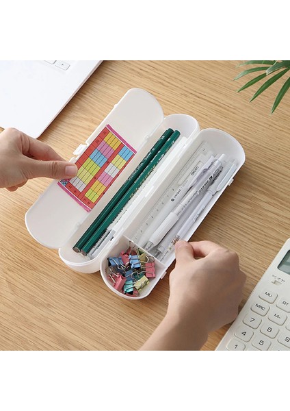 Yaratıcı Çift Katmanlı Yuvarlak Plastik Macaron Rengi Sevimli Dairesel Kapsül Öğrenci Okul Kırtasiye Kalem Kutusu (Yurt Dışından)