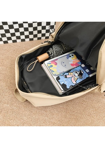 Fermuarlı Okul Eğlence Siyah Beyaz Haki Sırt Genç Kadınlar Naylon Okul Moda Sırt Çantası (Yurt Dışından) indirimleri