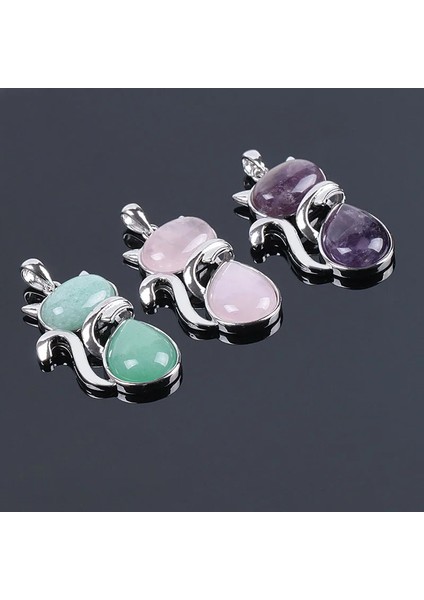 Doğal Taş Pembe Kuvars Kadın Kız Sevimli Kedi Şekli Kaya Siyah Oniks Boncuk Zincir Takı Kolye (Yurt Dışından) fiyatları