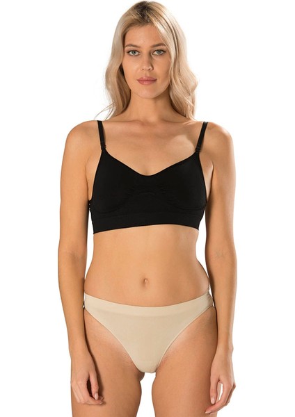 Ayar Askılı Toparlayıcı Crop Top Siyah