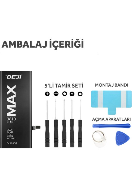 iPhone 6 Plus Batarya 3810 mAh Mucize Batarya Deji