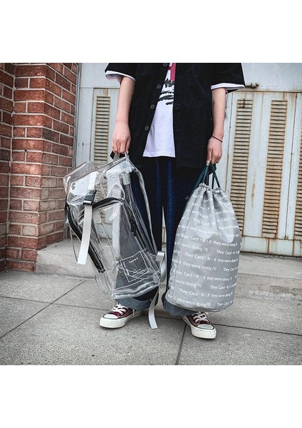 Streetwear Hip Hop Erkek Sırt Erkekler Su Geçirmez Pvc Sırt Fonksiyonel Erkek Seyahat Sırt Moda Okul Unisex Çanta (Yurt Dışından) modelleri