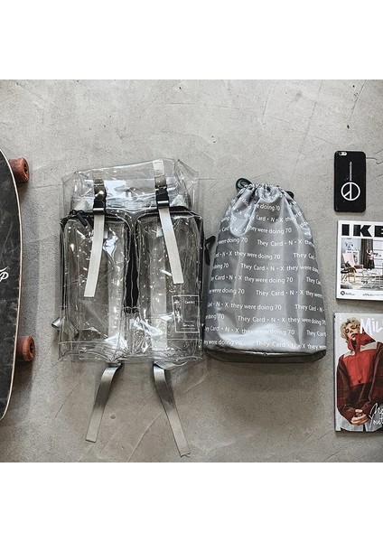 Streetwear Hip Hop Erkek Sırt Erkekler Su Geçirmez Pvc Sırt Fonksiyonel Erkek Seyahat Sırt Moda Okul Unisex Çanta (Yurt Dışından) indirimleri