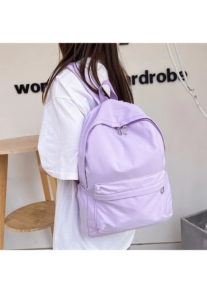 Su Geçirmez Naylon Kadın Sırt Kadın Seyahat Sırt Genç Kızlar Okul Düz Renk Kitap Çanta (Yurt Dışından) modelleri