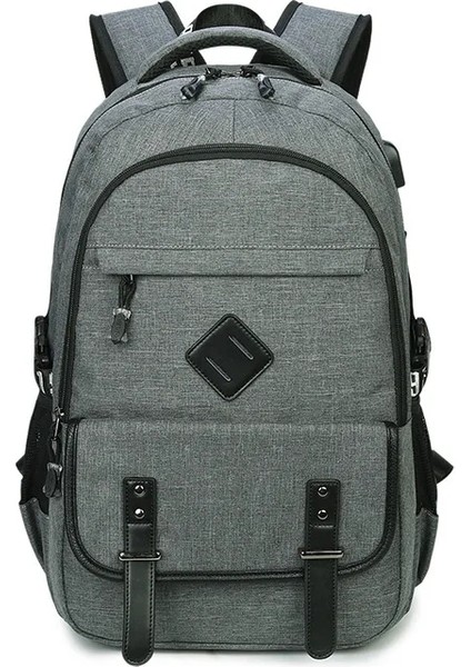 Çocuk Okul Erkek Sırt Oxford Gençler Öğrenciler Seyahat USB Şarj Sırt Bilgisayar Adam Casual Packsack Çanta (Yurt Dışından)