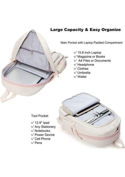 Sırt Kadın Kolej Öğrenci Laptop Kadın Büyük Kapasiteli Çok Cepli Okul Hafif Su Geçirmez Okul Sırt Çantası (Yurt Dışından) modelleri