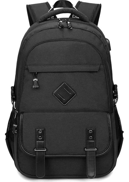 Çocuk Okul Erkek Sırt Oxford Gençler Öğrenciler Seyahat USB Şarj Sırt Bilgisayar Adam Casual Packsack Çanta (Yurt Dışından)