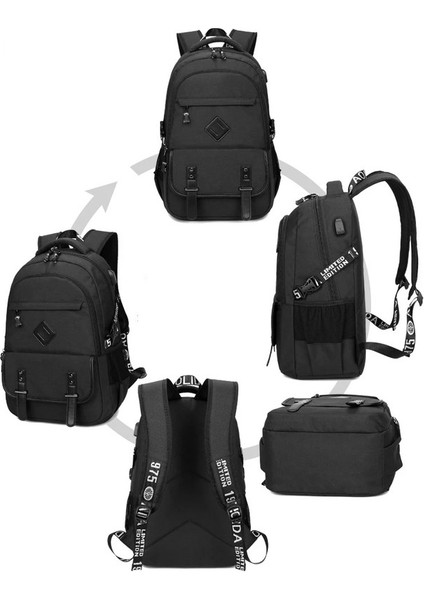 Çocuk Okul Erkek Sırt Oxford Gençler Öğrenciler Seyahat USB Şarj Sırt Bilgisayar Adam Casual Packsack Çanta (Yurt Dışından) modelleri