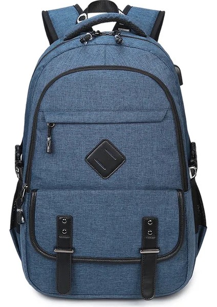 Çocuk Okul Erkek Sırt Oxford Gençler Öğrenciler Seyahat USB Şarj Sırt Bilgisayar Adam Casual Packsack Çanta (Yurt Dışından)