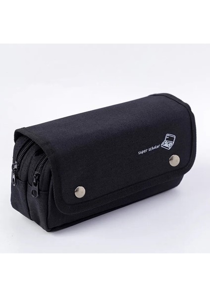 Premium Kanvas Büyük Kapasiteli Çift Fermuarlı Okul Kalem Kutuları Erkekler Kırtasiye Kutusu Büyük Kalem Kutusu (Yurt Dışından)