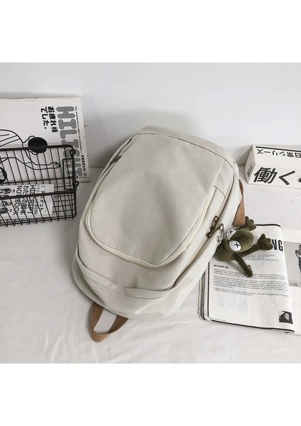 Kanvas Sırt Kadın Estetik Katı Tasarım Kız Öğrenciler Sırt Kadın Erkek Çiftler Okul Kitapları Sırt Çantası (Yurt Dışından) modelleri