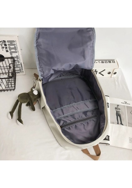 Kanvas Sırt Kadın Estetik Katı Tasarım Kız Öğrenciler Sırt Kadın Erkek Çiftler Okul Kitapları Sırt Çantası (Yurt Dışından) indirimleri