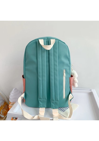 Dimi Kanvas Panelli Patchwork Kız Sırt Kentsel Popüler Okul Kız Öğrenciler Kitaplar Sırt Hafif Kadın Sırt Ayı Ekle Çanta (Yurt Dışından)