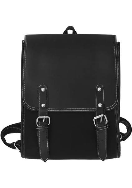Çift Kemerli Flap Sırt Moda Sırt Genç Kız Erkek Seyahat Kadın Pu + Naylon Okul Çantası (Yurt Dışından)