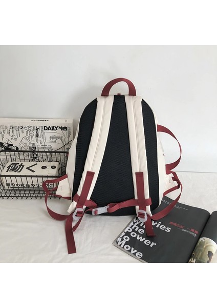 Naylon Sırt Kadın Estetik Katı Tasarım Kız Okul Sırt Kadın Çiftler Sırt Kitaplar Çanta (Yurt Dışından) modelleri