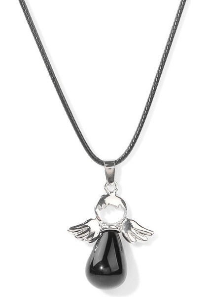 Kadın Şanslı Melek Doğal Kristal Lapis Lazuli Taş Melek Charm Zincir Gerdanlık Dua Takı Kadın Kolye (Yurt Dışından)