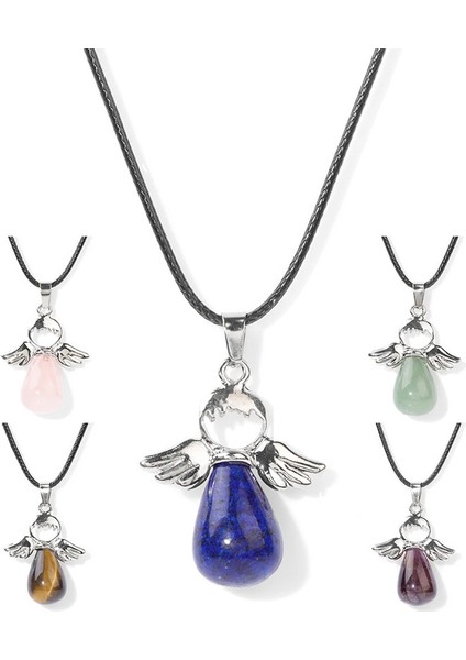 Kadın Şanslı Melek Doğal Kristal Lapis Lazuli Taş Melek Charm Zincir Gerdanlık Dua Takı Kadın Kolye (Yurt Dışından) indirimleri
