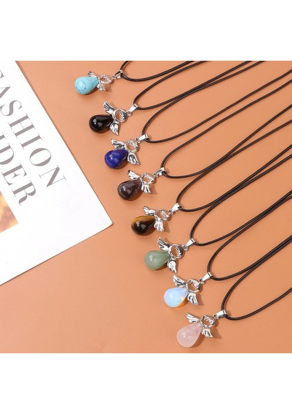 Kadın Şanslı Melek Doğal Kristal Lapis Lazuli Taş Melek Charm Zincir Gerdanlık Dua Takı Kadın Kolye (Yurt Dışından) fırsatları