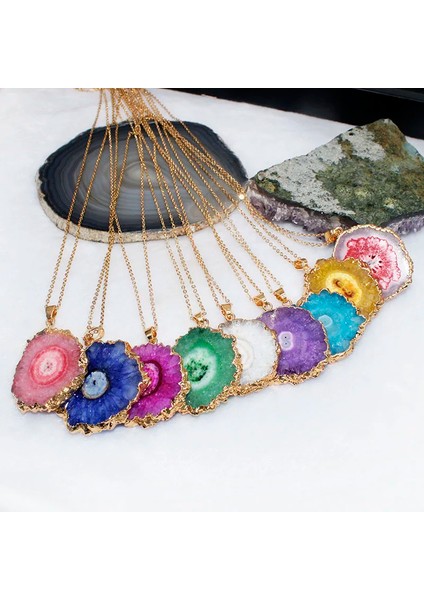 Düzensiz Ayçiçeği Kristal Kadın Doğal Taş Reiki Takı Mor Gül Kırmızı Kolye (Yurt Dışından) fiyatları