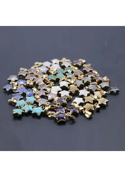 Doğal Taş Yönlü Pentagram Kristal Gemstone Charms Kadın Kolye (Yurt Dışından) fırsatları