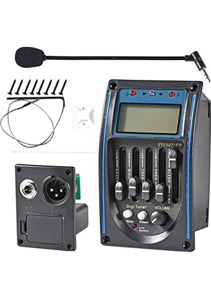 Akustik Gitar Alıcısı, 5 Bant Eq Ekolayzer Gitar Preamp Piezo Pikap Tuner Mikrofonlu LCD Ekran (Yurt Dışından)