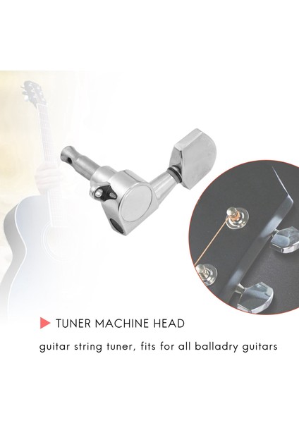 12 Parça Gümüş Akustik Gitar Makine Kafaları Topuzlar Gitar Teli Tuning Peg Tuner (Sol Için 6 + Sağ Için 6) (Yurt Dışından)