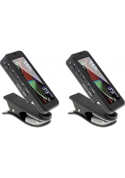 2x 3 In 1 Gitar Tuner Büyük LCD Ekran Metronom Jeneratörü Kromatik Gitar Bas Ukulele Keman Için Klipsli (Yurt Dışından)