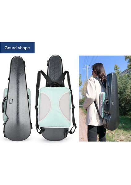 Evrensel Keman Karbon Fiber Kılıf Sert Kılıf Kare Hafif Müzik Sac Çanta, Siyah (Yurt Dışından)
