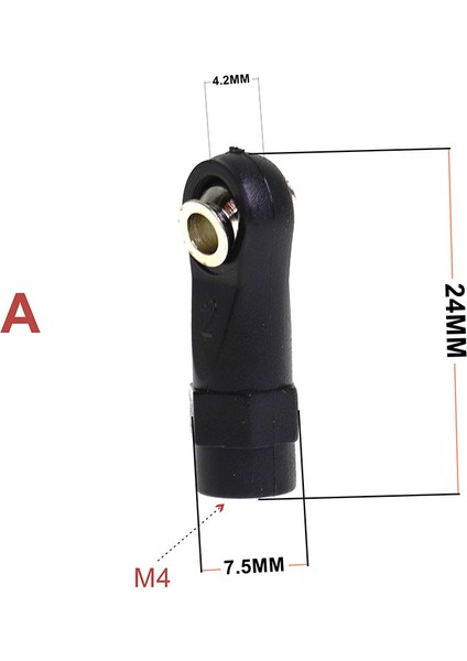 10 Adet Plaic M4 Çubuk Ucu Bağlantı Topları Ortak 1/10 Rc,a ile Uyumlu (Yurt Dışından)