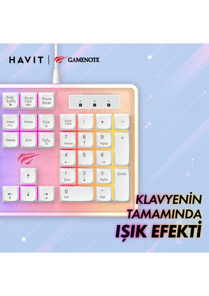 Gamenote KB876L Gaming Rgb Işıklı Beyaz Oyuncu Klavyesi