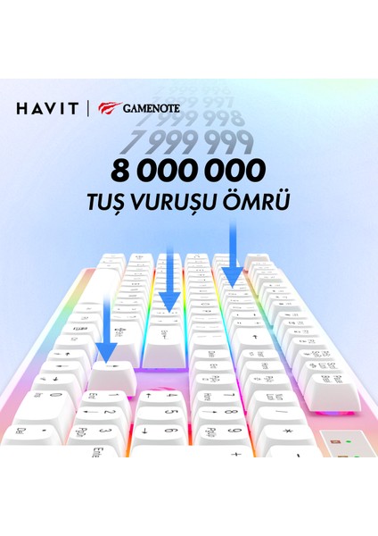 Gamenote KB876L Gaming Rgb Işıklı Beyaz Oyuncu Klavyesi