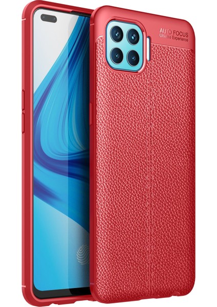 Oppo Reno 4 Lite Kılıf Focus Derili Silikon - Kırmızı 300099