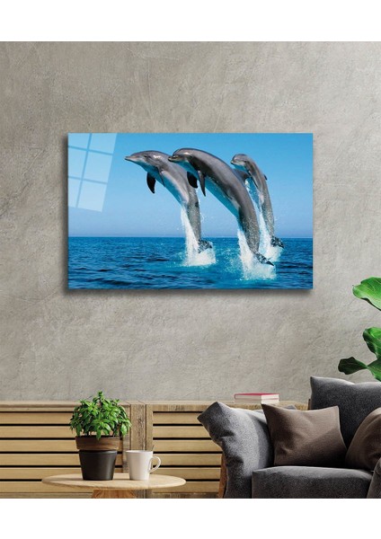Yunus Balıkları Cam Tablo Dolphins