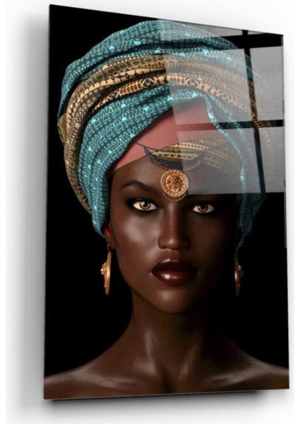 Afrikalı Kadın Cam Tablo