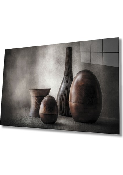 Ahşap Objeler Cam Tablo Wooden Objects