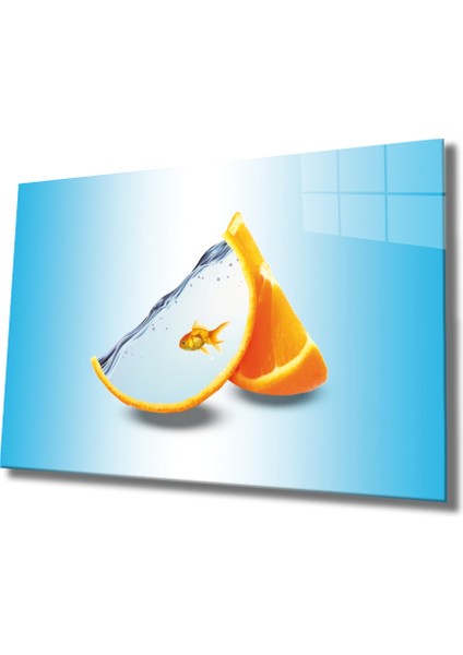 Portakalda Turuncu Balıklar Cam Tablo Fishes In Orange